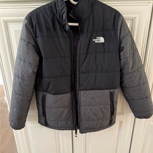 Reversible Boys North Face Charcoal and Black Insulated Jacket